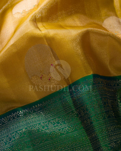 Yellow Gold Zari  Shimmer Kanjivaram Silk Saree-S1435(A)