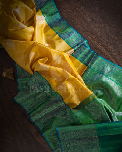 Yellow Gold Zari  Shimmer Kanjivaram Silk Saree-S1435(A)