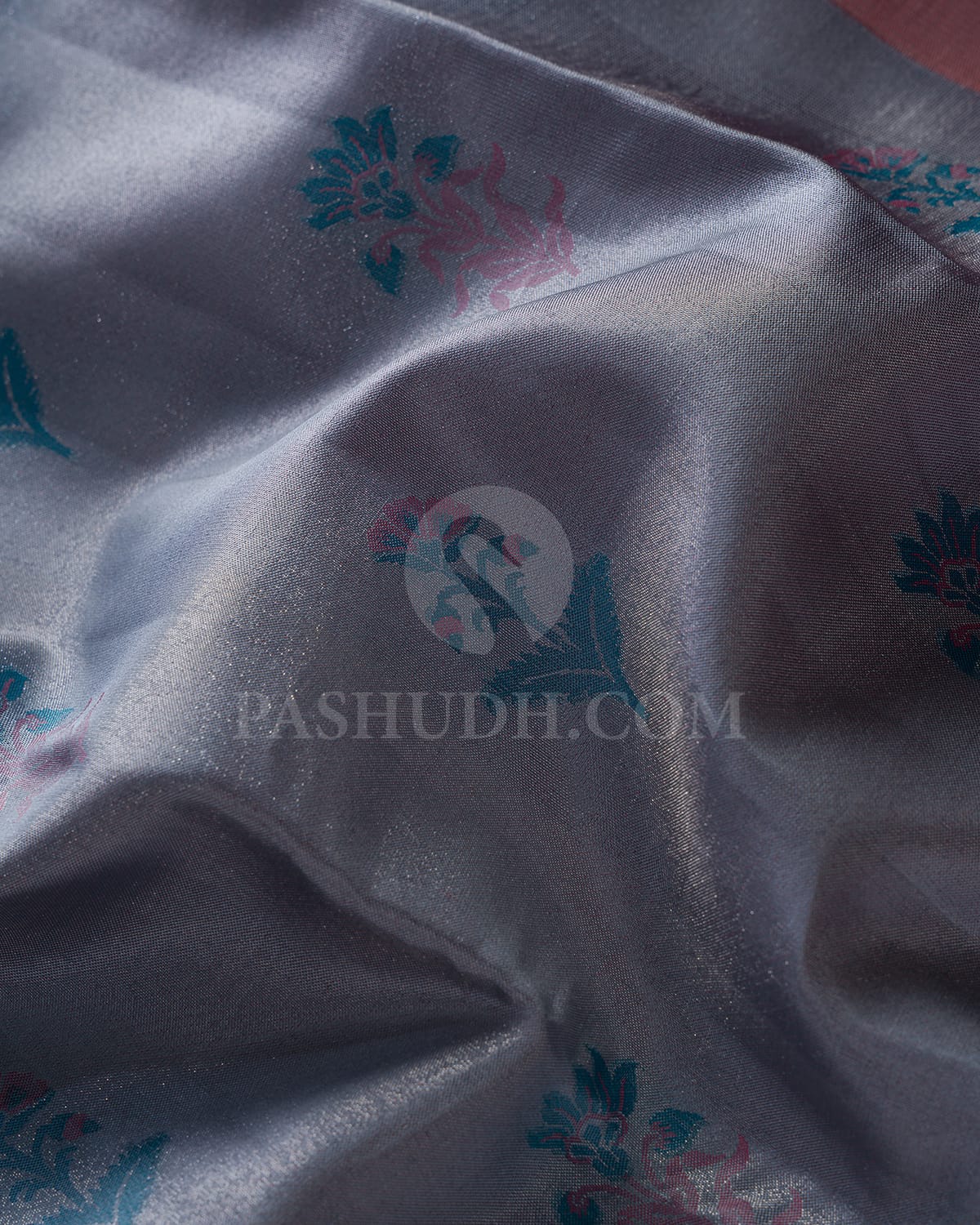 Grey Silver zari Shimmer & Baby Pink Kanjivaram Silk Saree-D613(A)