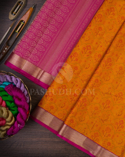 Orange and Rani Pink Kanjivaram Silk Saree-DJ354(B)