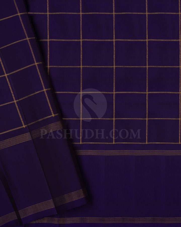 Heather Purple & Dark Purple Kanjivaram Silk Saree-F1