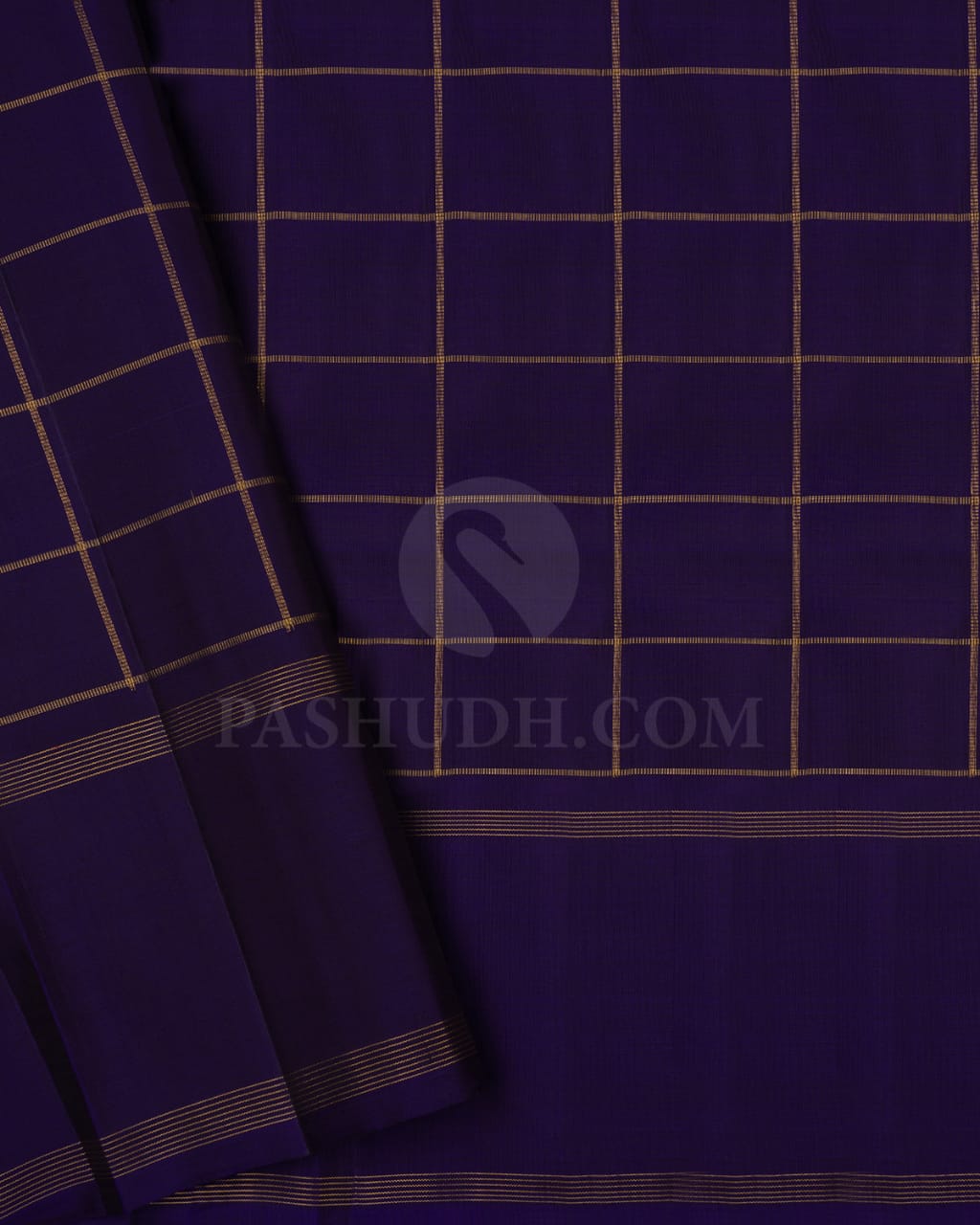 Heather Purple & Dark Purple Kanjivaram Silk Saree-F1