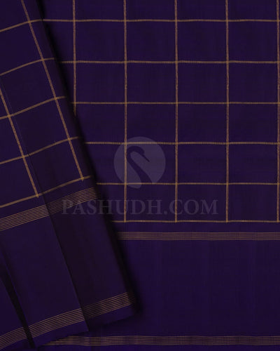 Heather Purple & Dark Purple Kanjivaram Silk Saree-F1