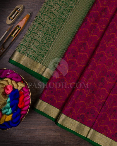 Magenta & Dark Green Kanjivaram Silk Saree-DJ354(A)