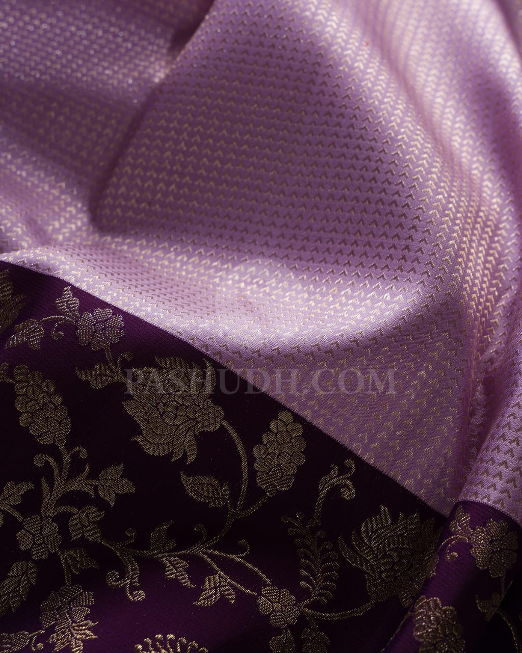 Lilac & Burgundy Kanjivaram Silk Saree-S1070(G)