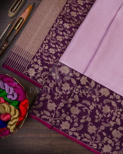 Lilac & Burgundy Kanjivaram Silk Saree-S1070(G)