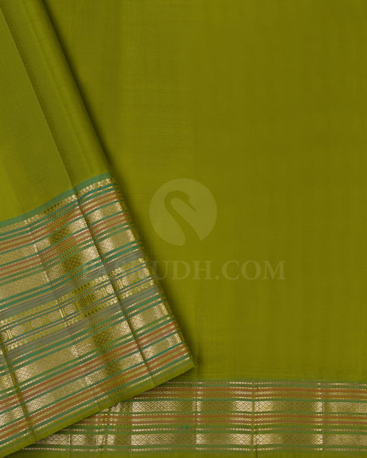 Dark Blue and Light Green kanjivaram silk saree-S1429(A)