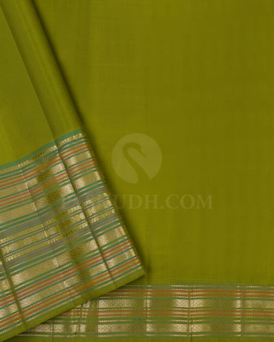 Dark Blue and Light Green kanjivaram silk saree-S1429(A)