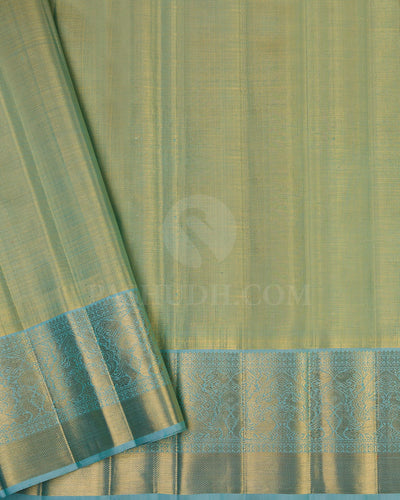 Baby Pink And Sky blue Organza Kanjivaram Silk Saree - S1169(C)