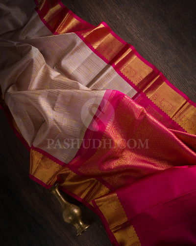 Pink Shot Beige & Rani Pink Korvai Kanjivaram Silk-B4