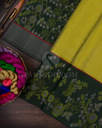 Parrot Green & Bottle Green Kanjivaram Silk Saree-DJ344(E)