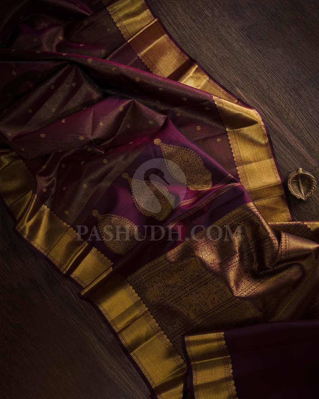 Brown & Purple Kanjivaram Silk Saree-B8