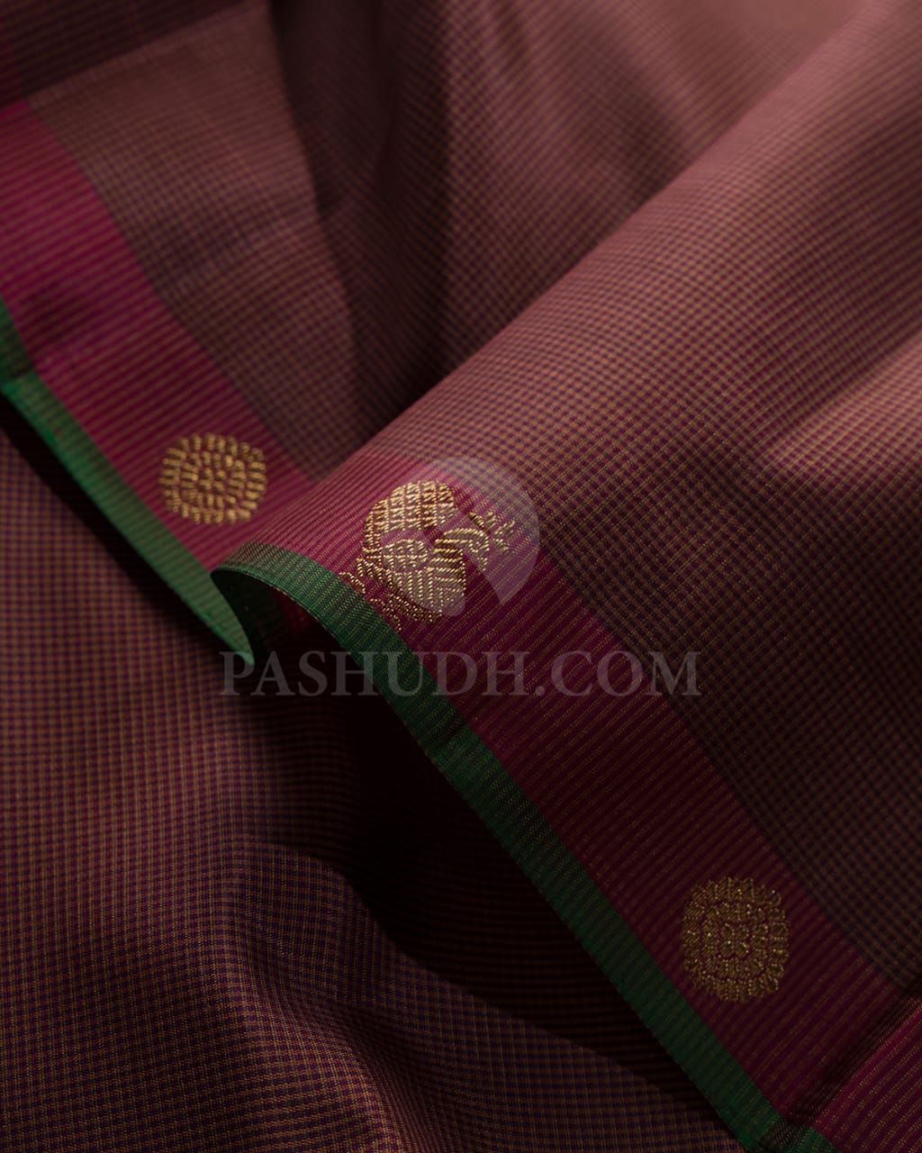 Brown & Maroon Kanjivaram Silk Saree-B1