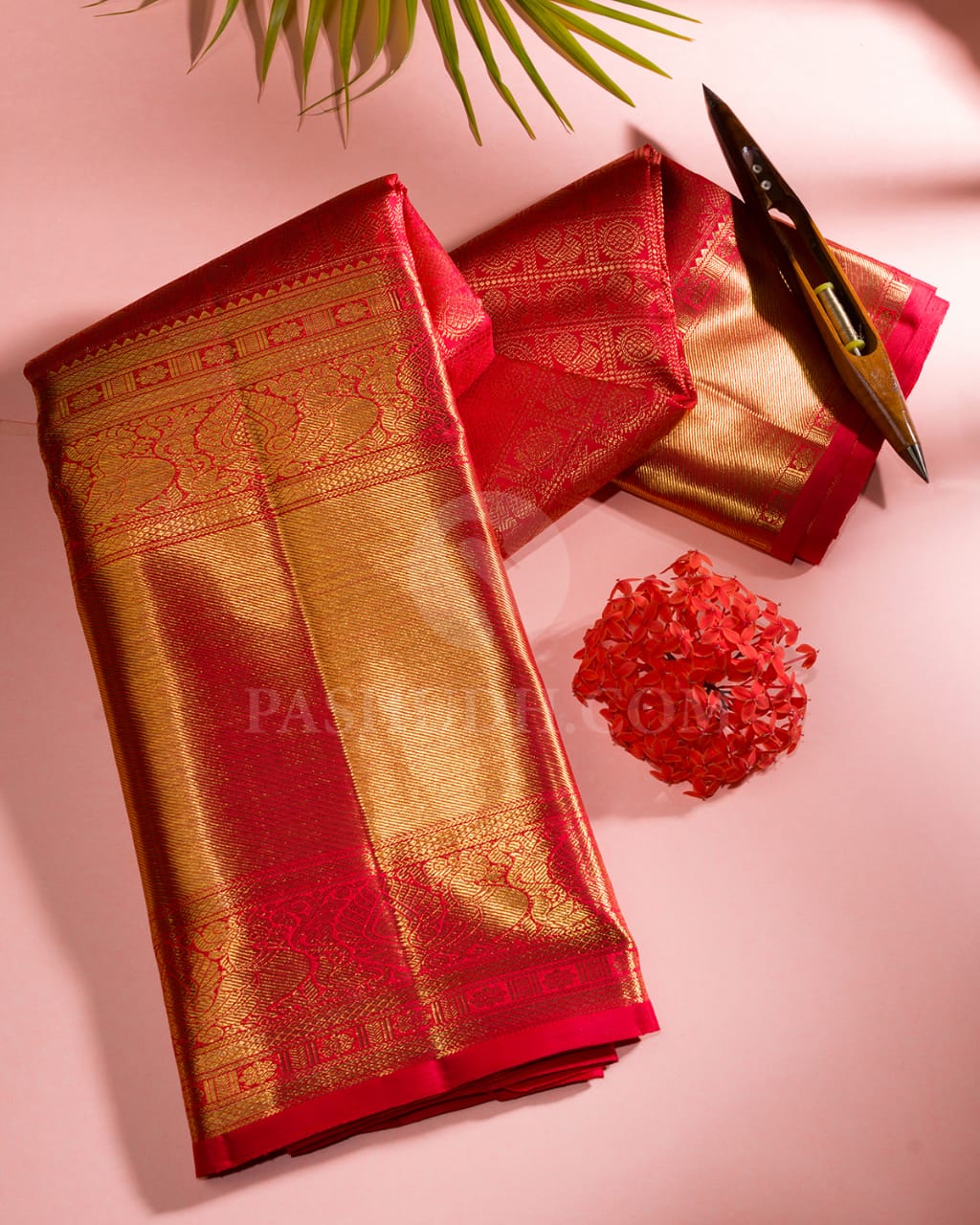 Bright Red Bridal Kanjivaram Silk Saree-B11