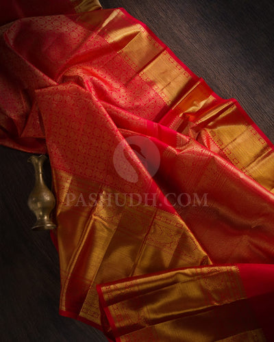 Bright Red Bridal Kanjivaram Silk Saree-B11