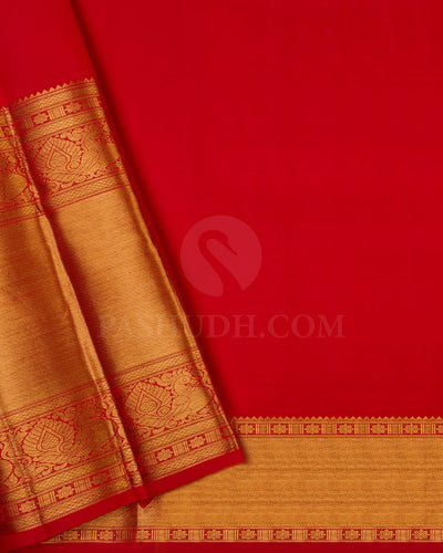 Bright Red Bridal Kanjivaram Silk Saree-B11