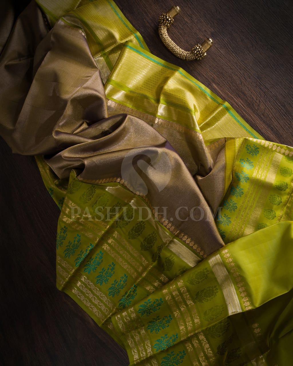 Moss Green & Parrot Green Kanjivaram Silk Saree-D618(B)