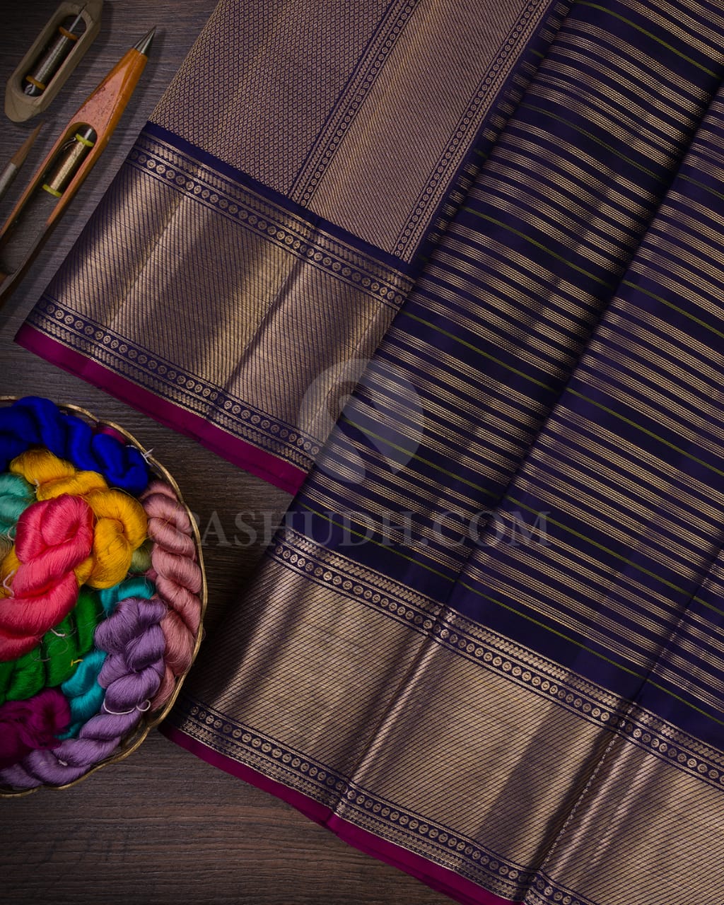 Navy Blue Kanjivaram Silk Saree-DJ345(B)