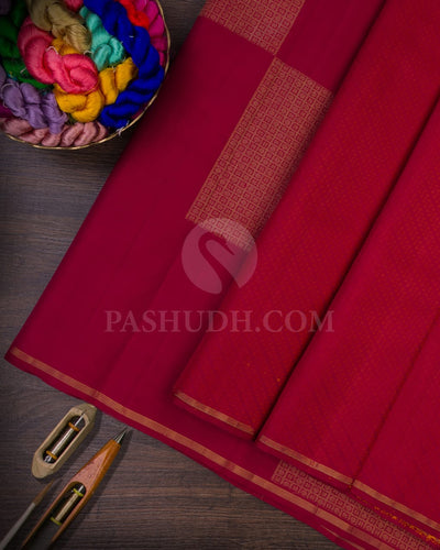 Crimson Pink Kanjivaram Silk Saree-G1