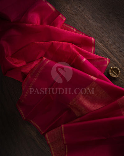 Crimson Pink Kanjivaram Silk Saree-G1