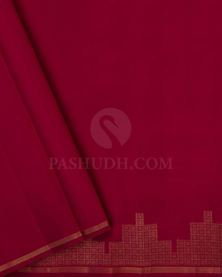 Crimson Pink Kanjivaram Silk Saree-G1