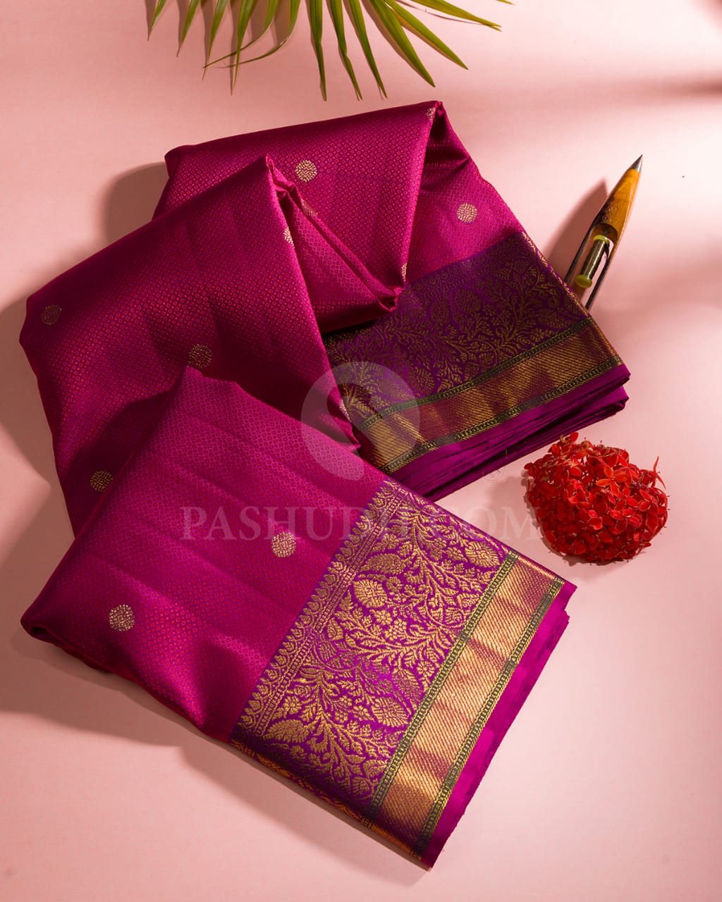 Rani Pink & Violet Kanjivaram Silk Saree-S1433(A)