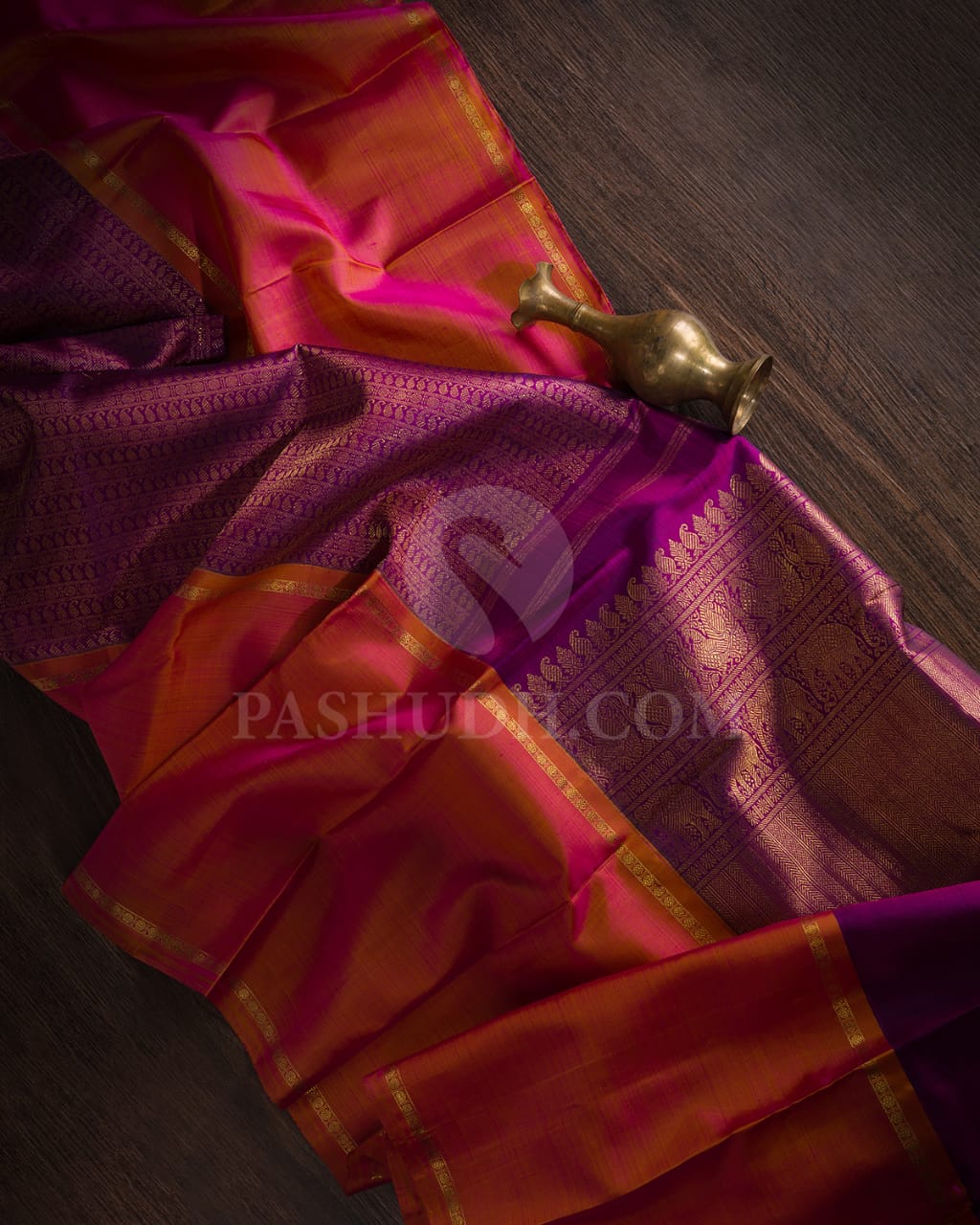 Violet & Rose Dual Shade Pink Kanjivaram Silk Saree-E2