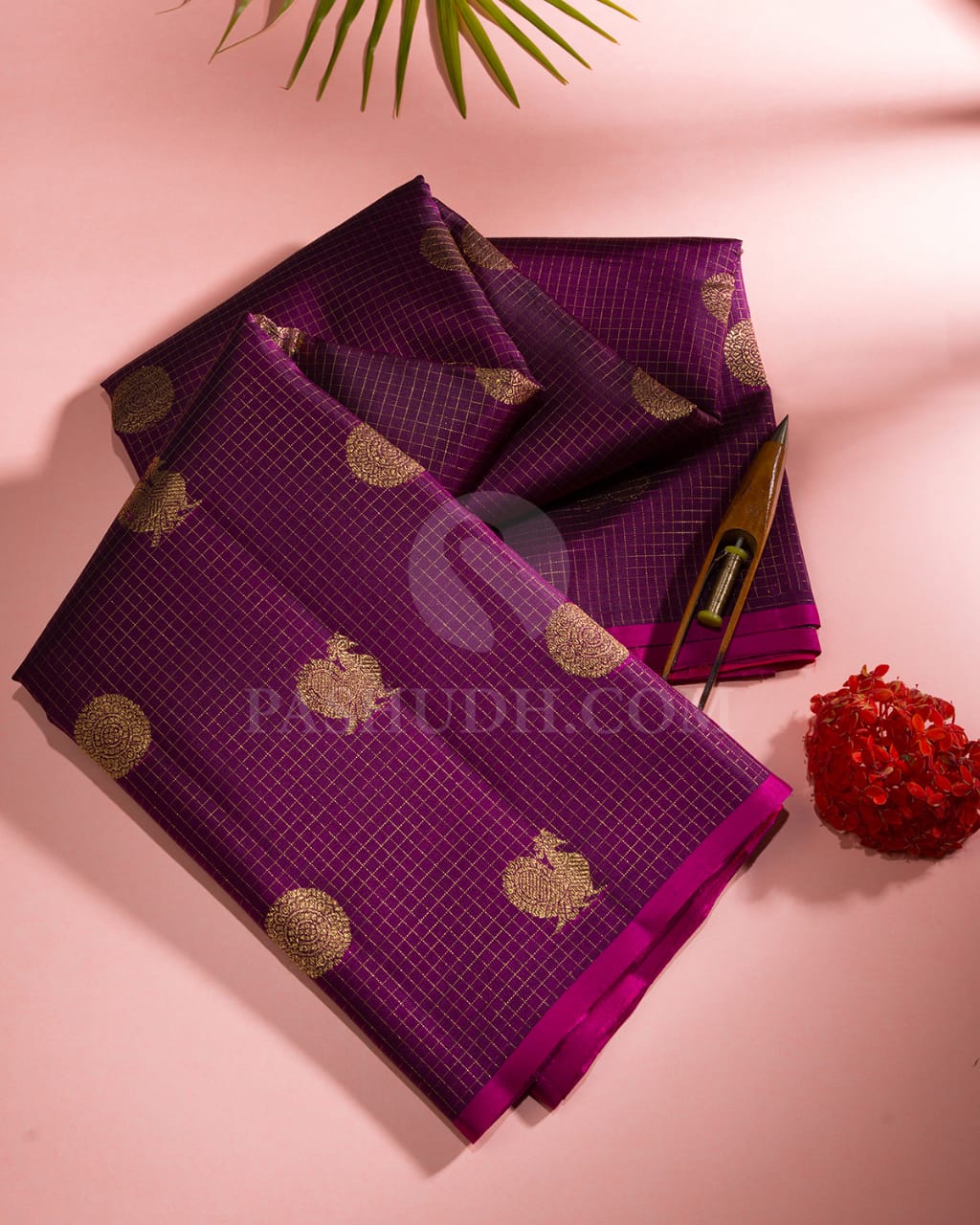 Violet Traditional Borderless Kanjivaram Silk Saree-B9