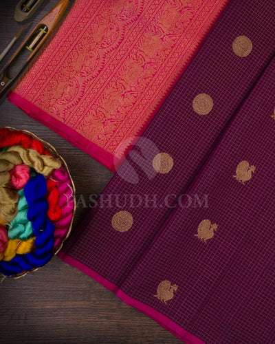 Violet Traditional Borderless Kanjivaram Silk Saree-B9