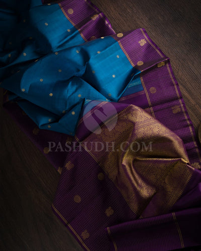 Anandha Blue & Violet Kanjivaram Silk Saree-B6