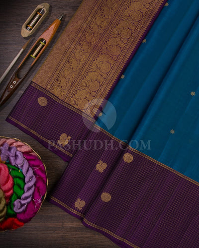 Anandha Blue & Violet Kanjivaram Silk Saree-B6