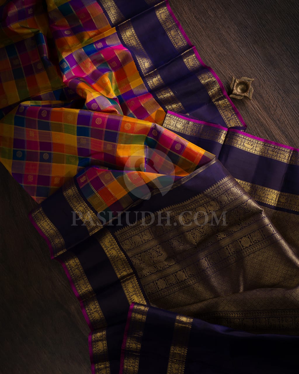 Multihued Pure Kanjivaram Silk Saree-H8