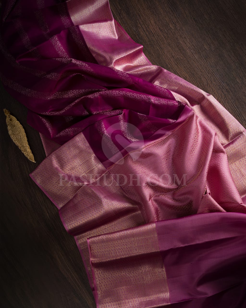 Purple & Baby Pink Kanjivaram Silk Saree-DT292(C)