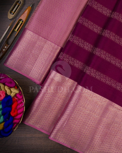 Purple & Baby Pink Kanjivaram Silk Saree-DT292(C)