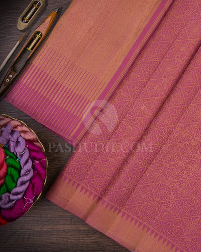 Mulberry Pink Kanjivaram Silk Saree-J5