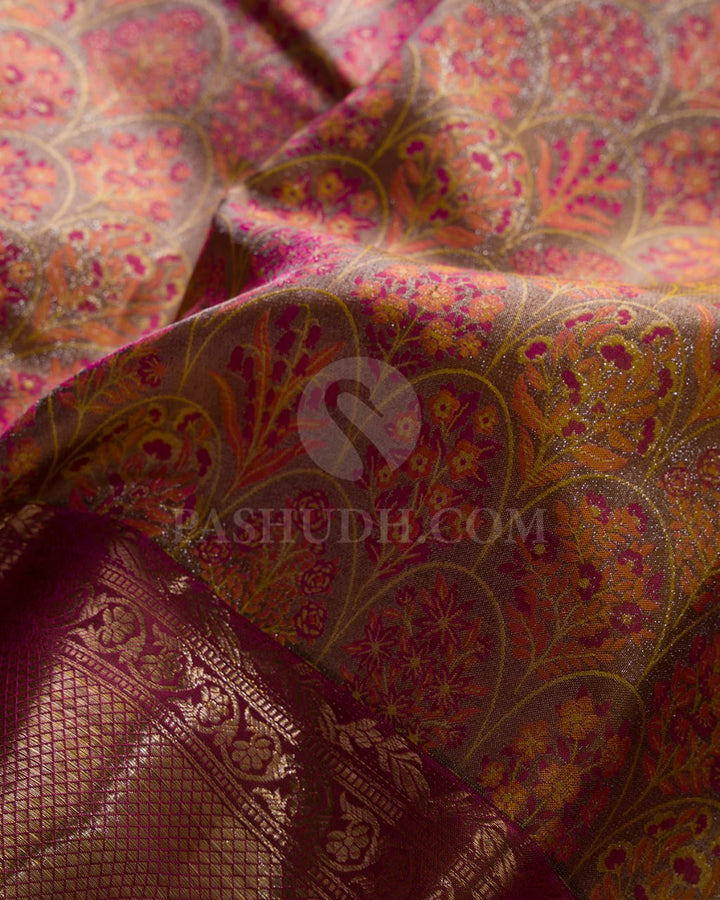 Mehendi Green & Old Rose kanjivaram silk saree-D621(A)