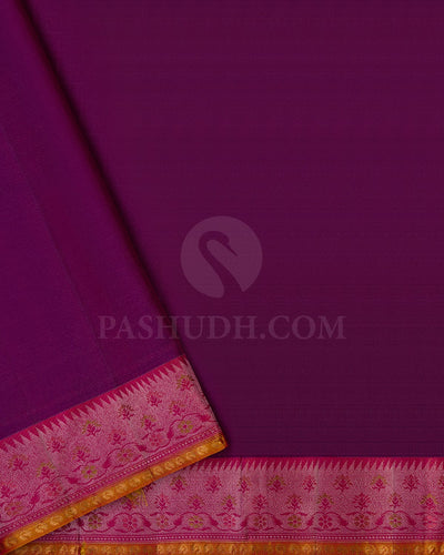 Dark Lavender & Pink Kanjivaram Silk Saree-DJ353(C)