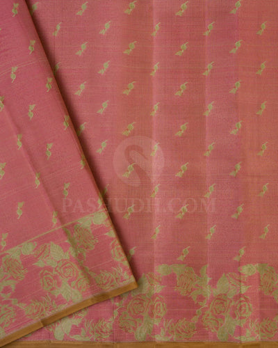 Cream & Light Pink Kanjivaram Silk Saree-DJ351(D)