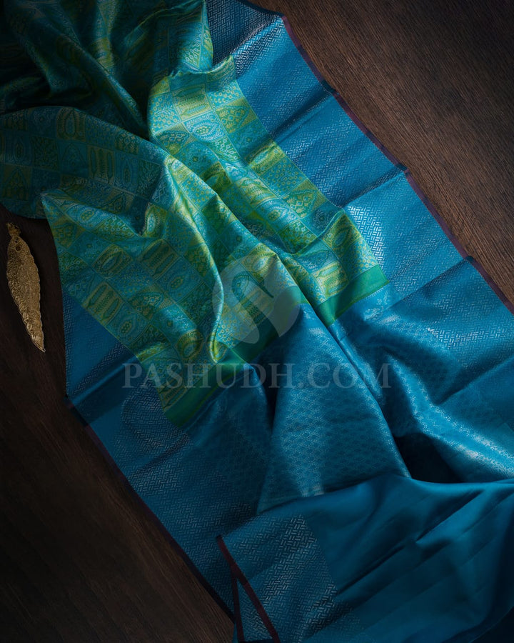 Sky Blue & Anandha Blue kanjivaram Silk saree-D622(A)