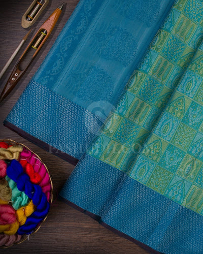 Sky Blue & Anandha Blue kanjivaram Silk saree-D622(A)