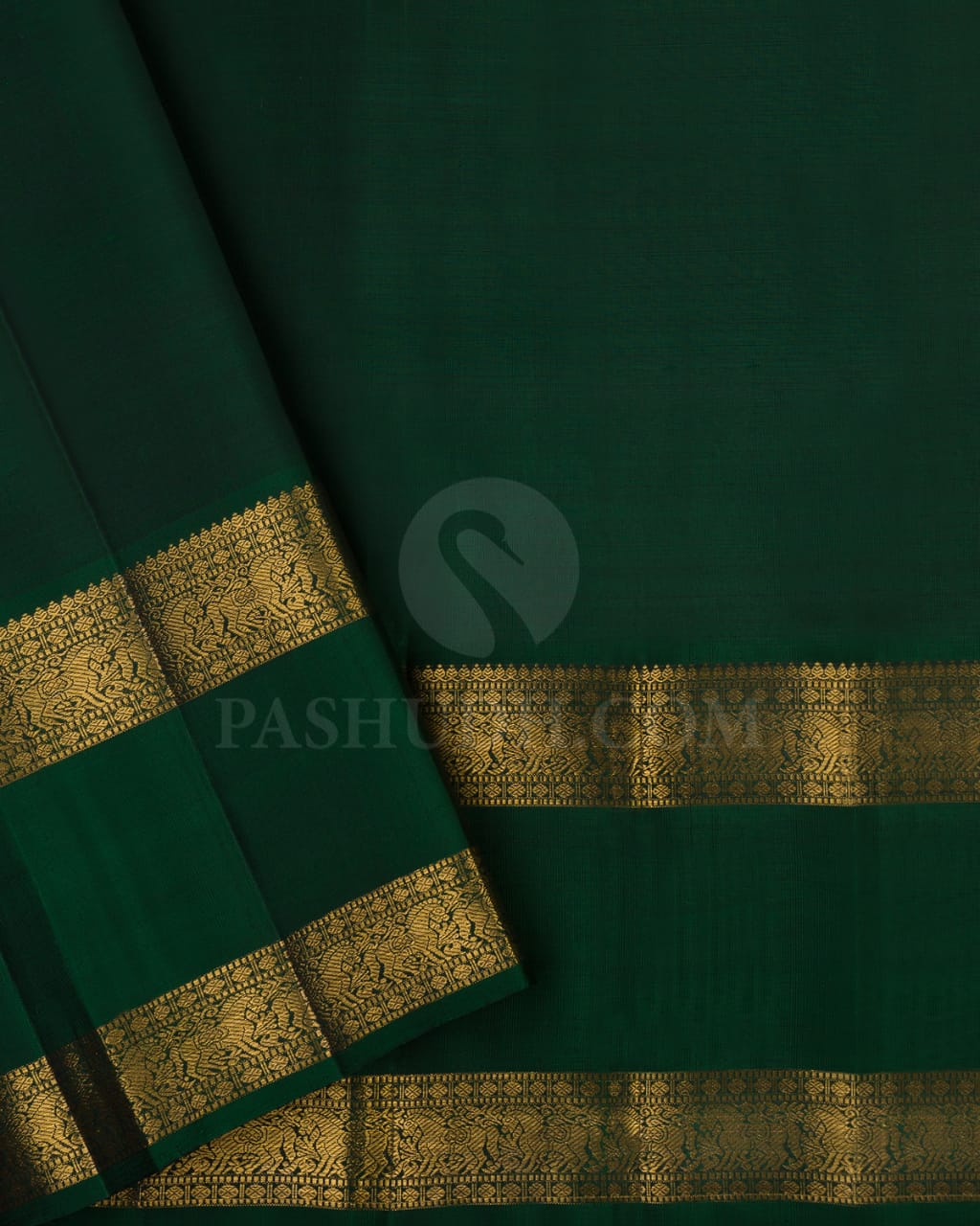 Dual Shaded Rani Pink & Bottle Green Kanjivaram Silk Saree-H4