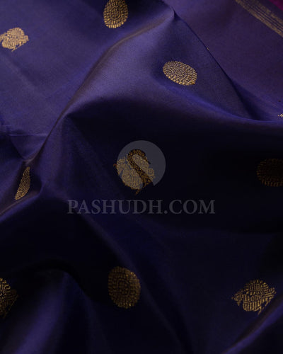 Navy Blue & Magenta kanjivaram silk saree-B7