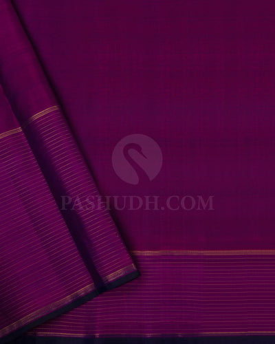 Navy Blue & Magenta kanjivaram silk saree-B7