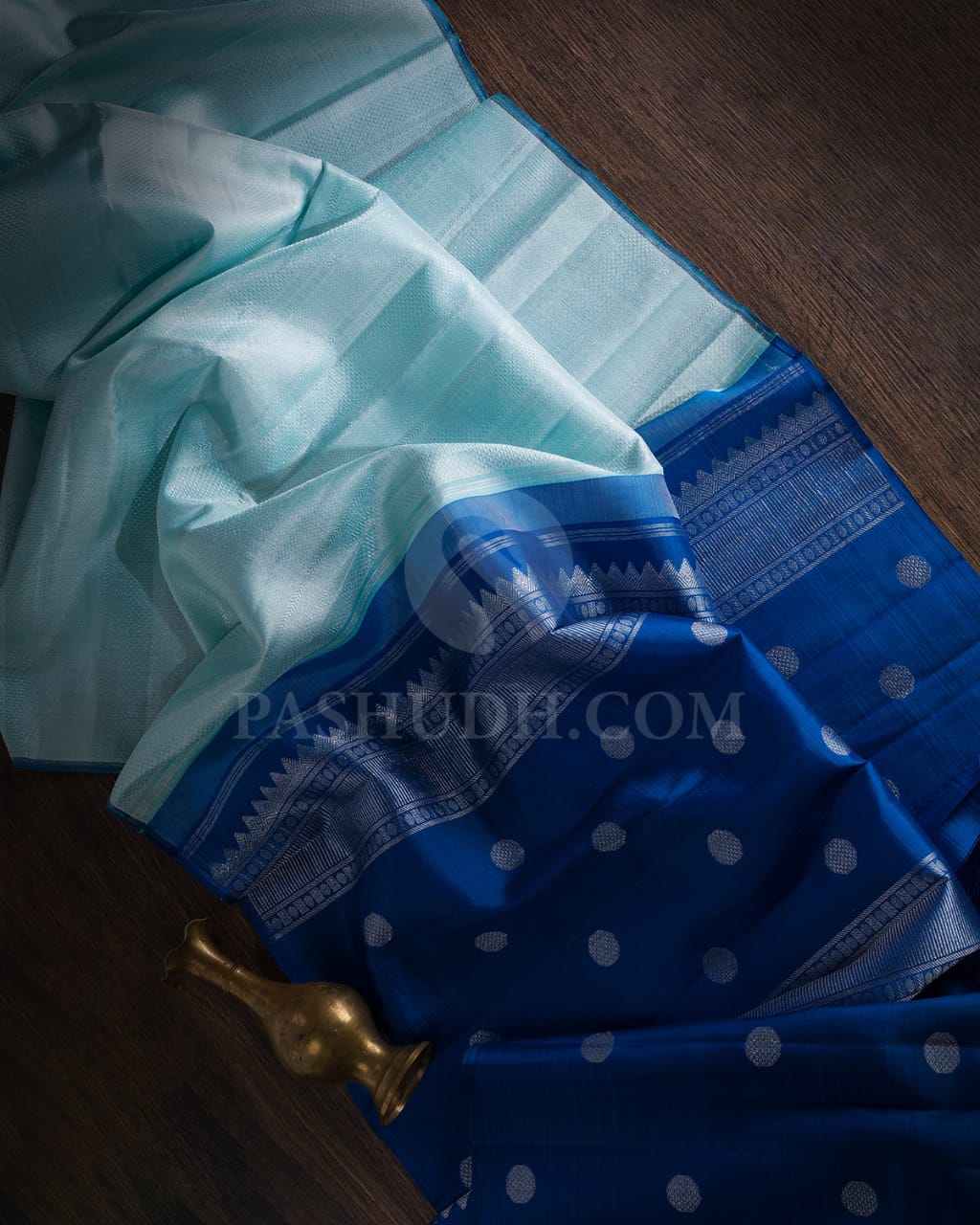 Baby Blue & Cobalt Blue Kanjivaram Silk saree-G2