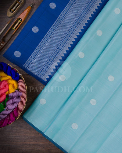 Baby Blue & Cobalt Blue Kanjivaram Silk saree-G2