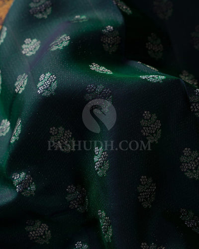 Dark Green & Pink Shot Green Kanjivaram Silk Saree-DJ353(B)