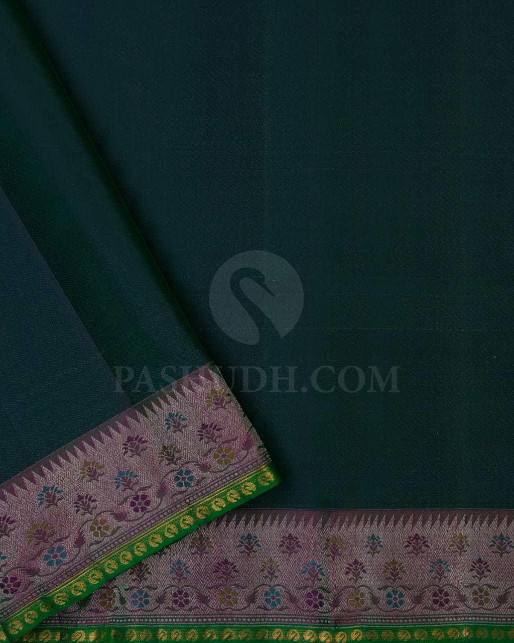 Dark Green & Pink Shot Green Kanjivaram Silk Saree-DJ353(B)