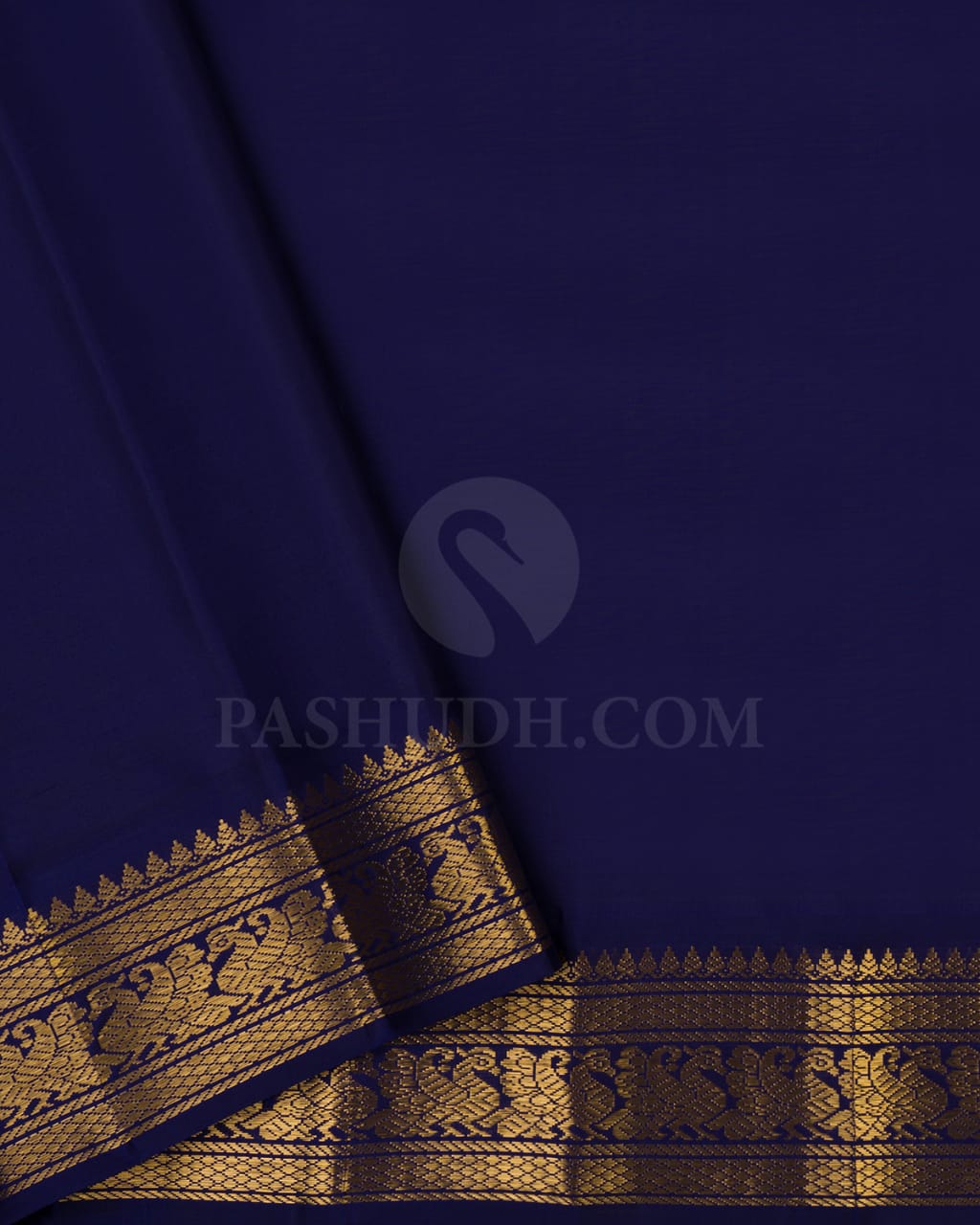 Orange & Navy Blue Kanjivaram Silk Saree-A1