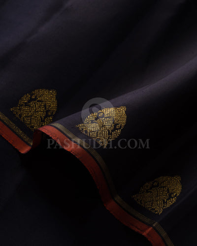 Black & Orange Kanjivaram Silk Saree-J2