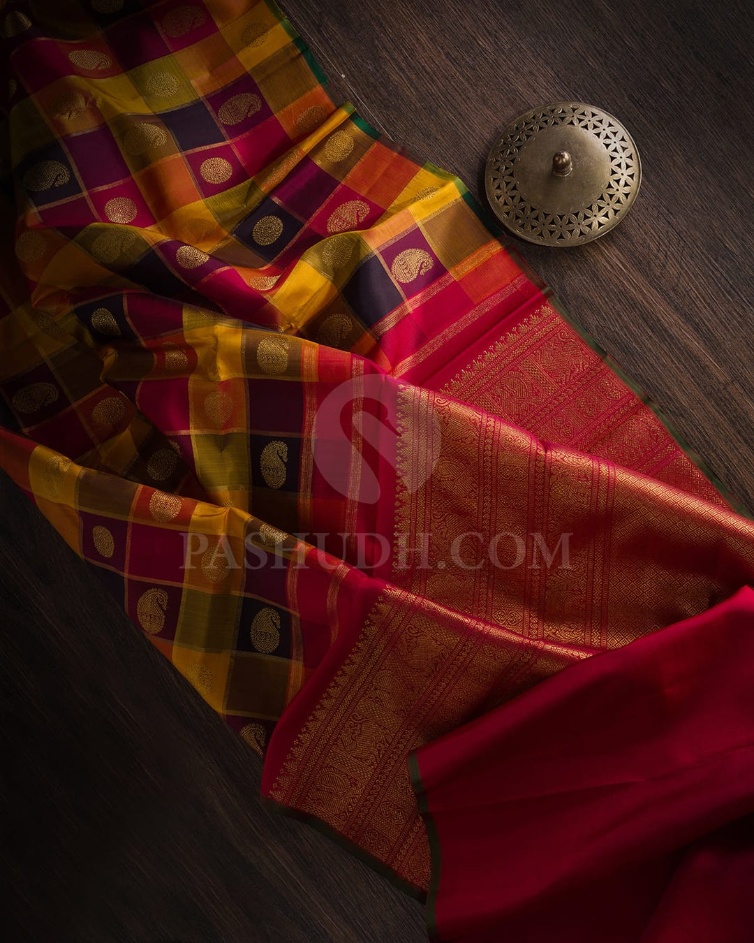 Multicolor Traditional Borderless Kanjivaram Silk Saree-H6